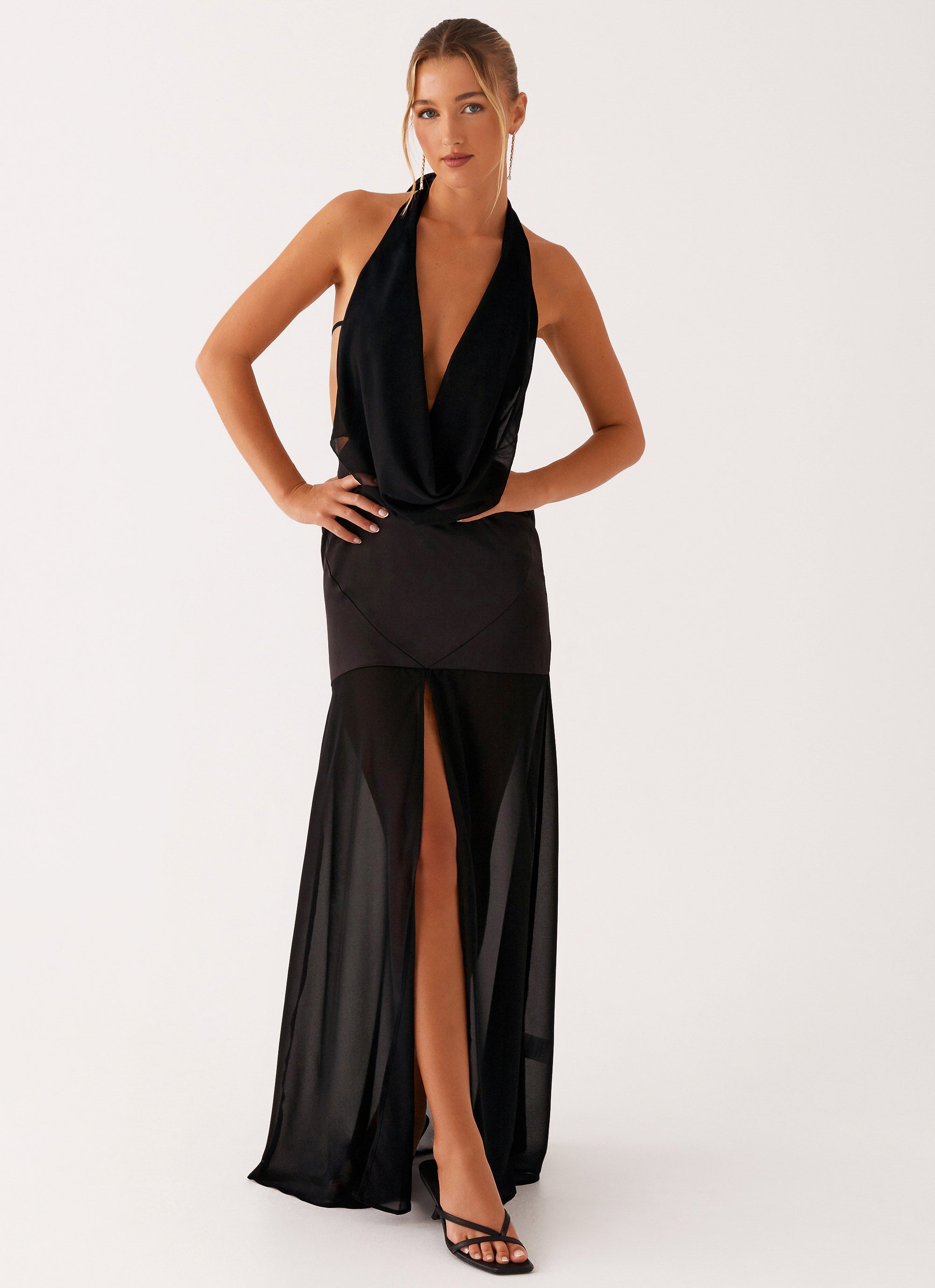 Fenella Women's Black Maxi Dress - Elegant Long Flowy Dress for Summer, Beach, Party & Casual Wear