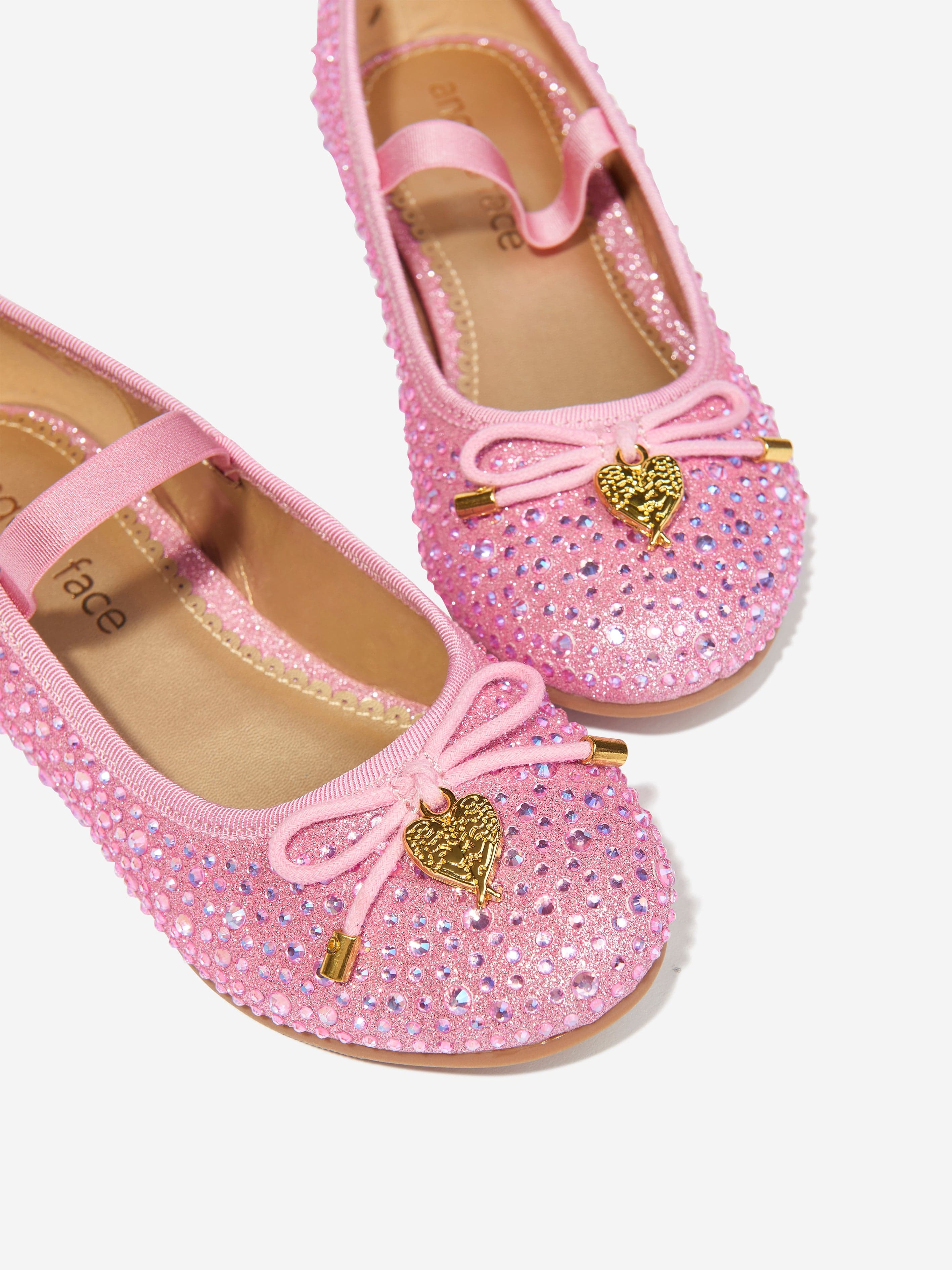Angels Face Girls Maya Crystal Pumps - Sparkly Pink Dress Shoes for Kids | Perfect for Birthday Parties, Pageants & Special Occasions