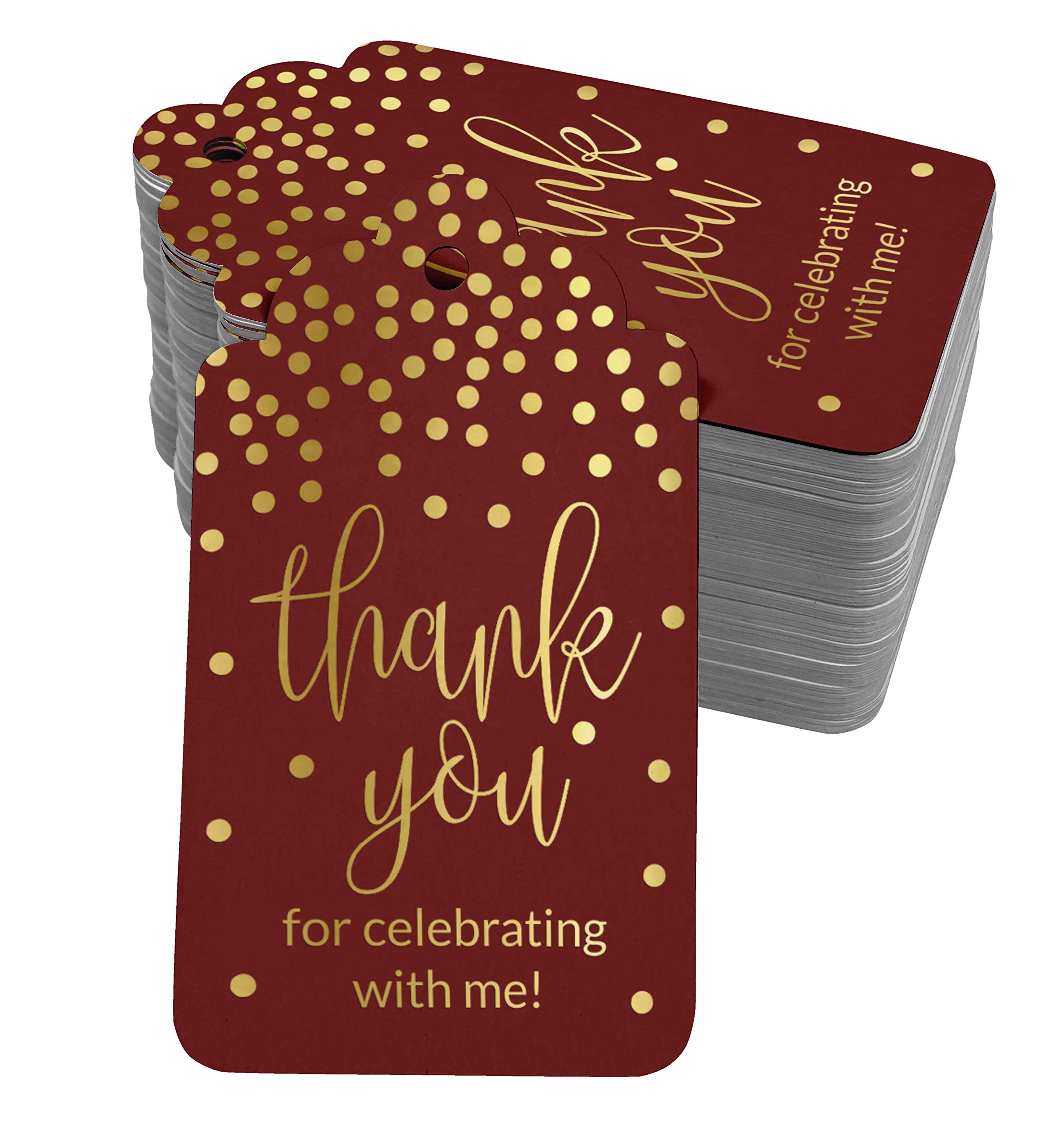 24K Real Gold Foil Thank You Cards - 100pcs Birthday Party Favor Tags with String - Elegant Wedding, Baby Shower & Anniversary Celebration Decorations