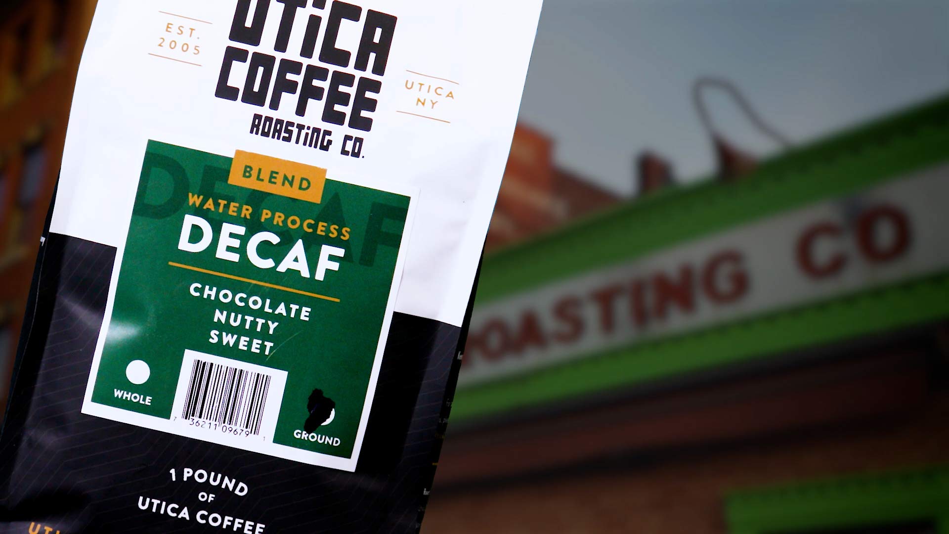Utica Coffee Roasting Co. Decaf Specialty Medium Roast Ground Coffee - 16 Oz Reclosable Bag | Perfect for Home Brewing, Office Use & Gifts