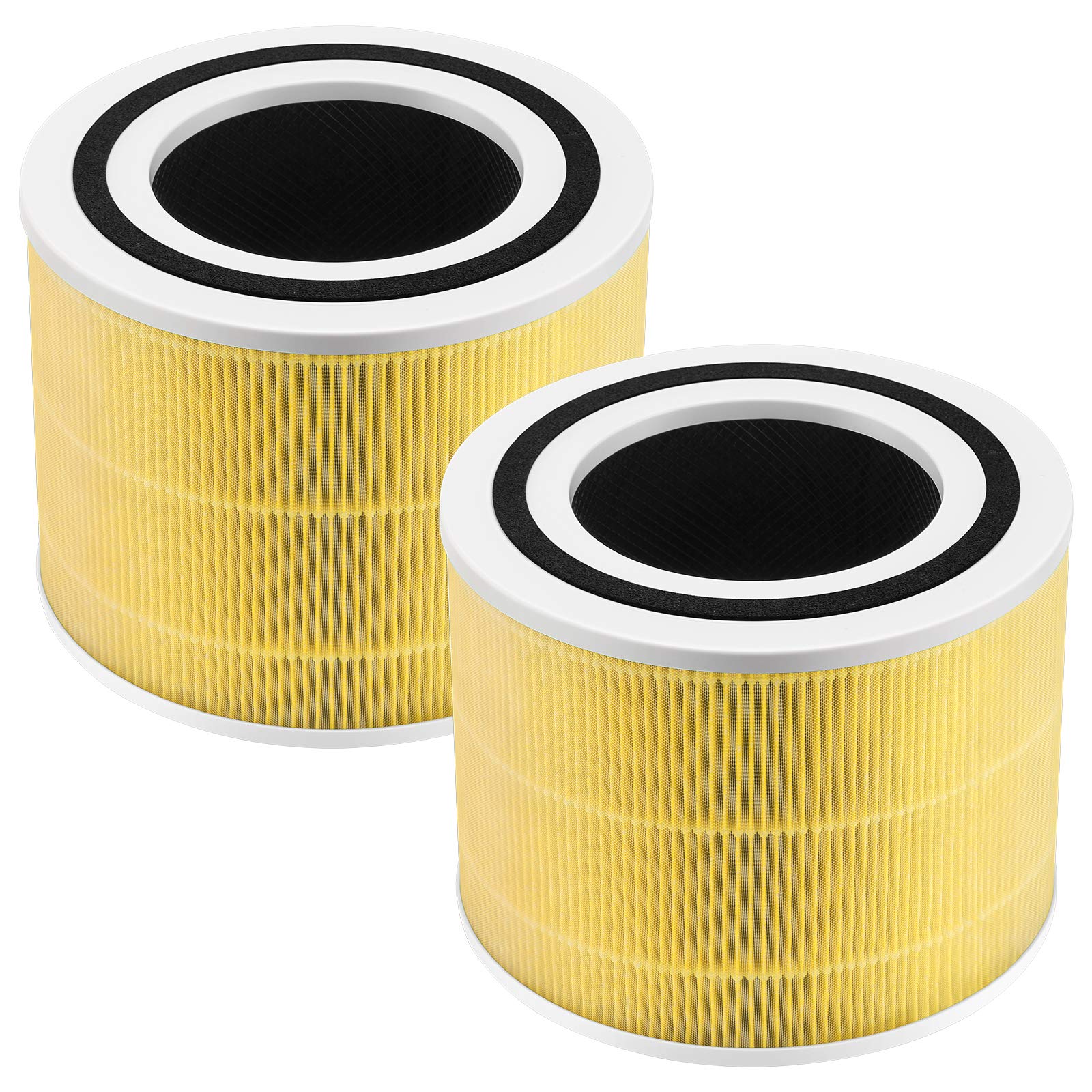 2 Pack LEVOIT Core 300 Air Purifier Replacement Filters - H13 True HEPA Filter Compatible with Core 300-RF (Yellow) - Improve Indoor Air Quality for Allergies, Pets & Smoke - Perfect for Bedrooms, Living Rooms & Offices