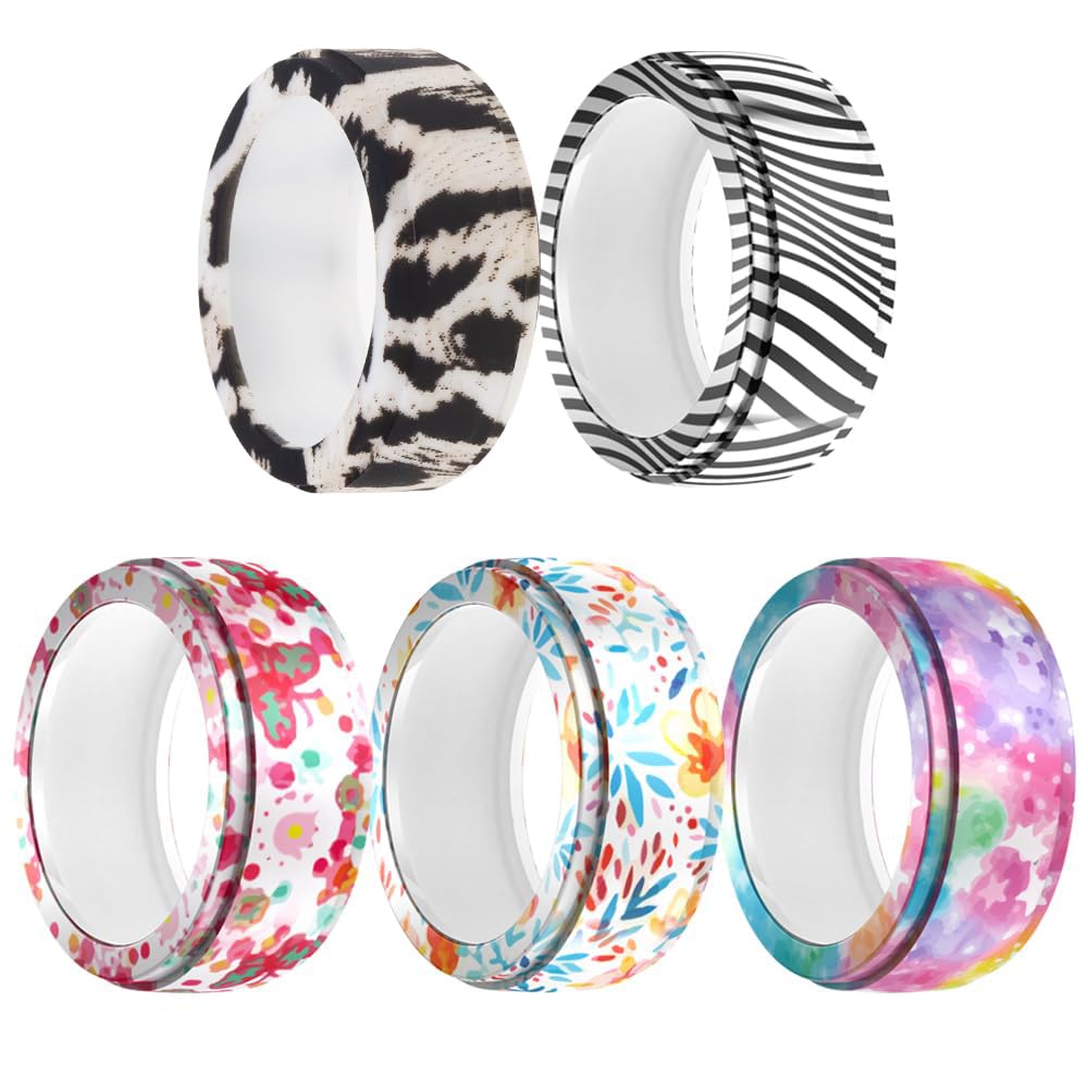 Silicone Ring Cover for Samsung Galaxy Ring & Oura Ring Gen 3/4 - Elastic Protective Case for Workouts, Sports & Daily Wear - Universal Fit (Size M: 11-15) - FlowersB Design - Unisex Accessory for Men & Women