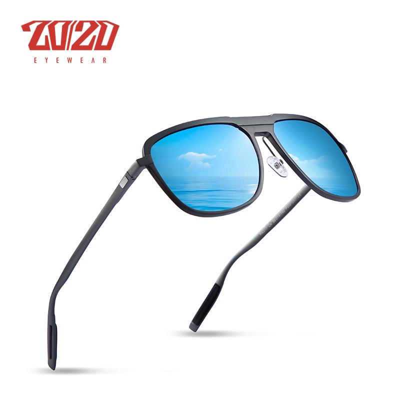 20/20 Unisex Full Rim Square Aluminum Polarized Sunglasses PK017 - Stylish UV Protection for Outdoor Activities, Driving & Fashion