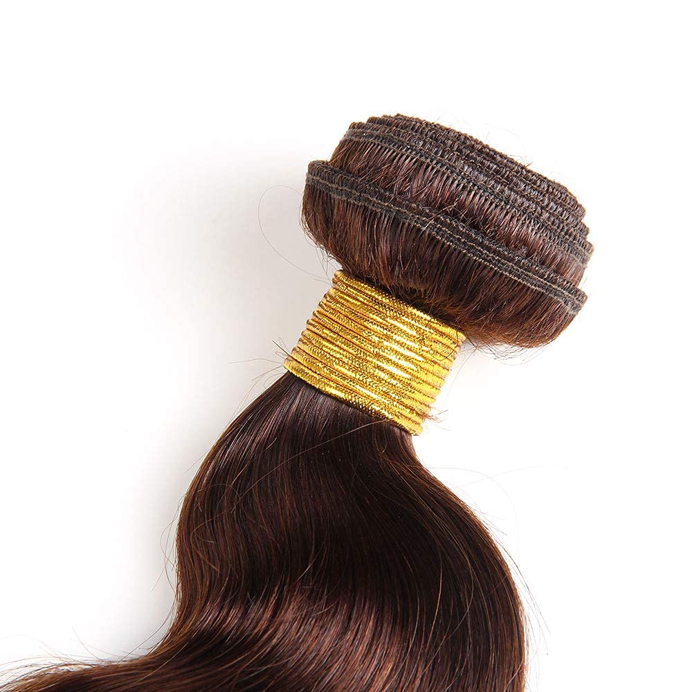 100% Unprocessed Brazilian Body Wave Human Hair Bundles - 3-Pack T4/30 Medium Brown/Medium Auburn Ombre (24