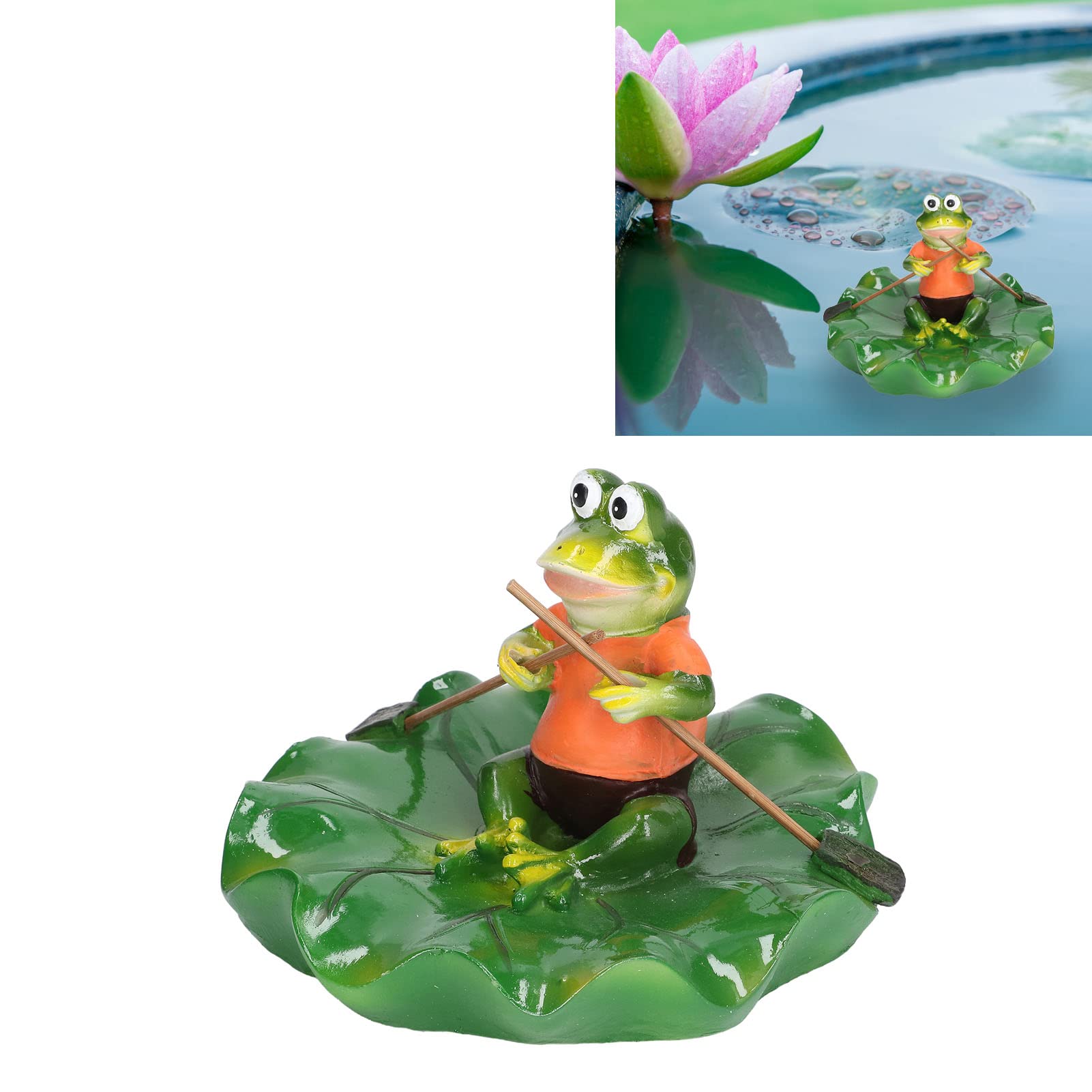 Floating Frog Water Ornament - Realistic Lifelike Pond Decor with Sun Protection - Durable Waterproof Floating Lily Pad for Garden Ponds, Water Features & Outdoor Decorations