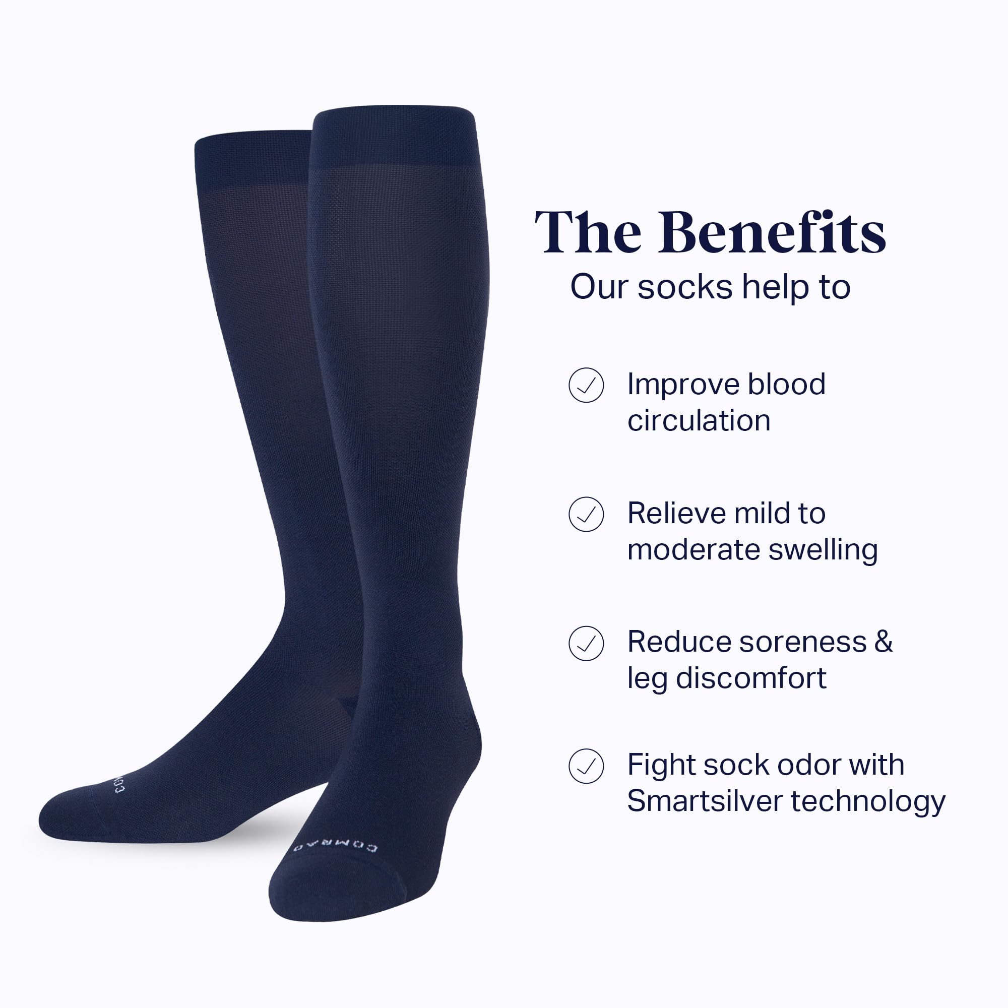 Comrad Nylon Knee High Compression Socks 15-20mmHg - Soft, Breathable Graduated Support Socks for Men & Women - Ideal for Running, Travel & Circulation Support