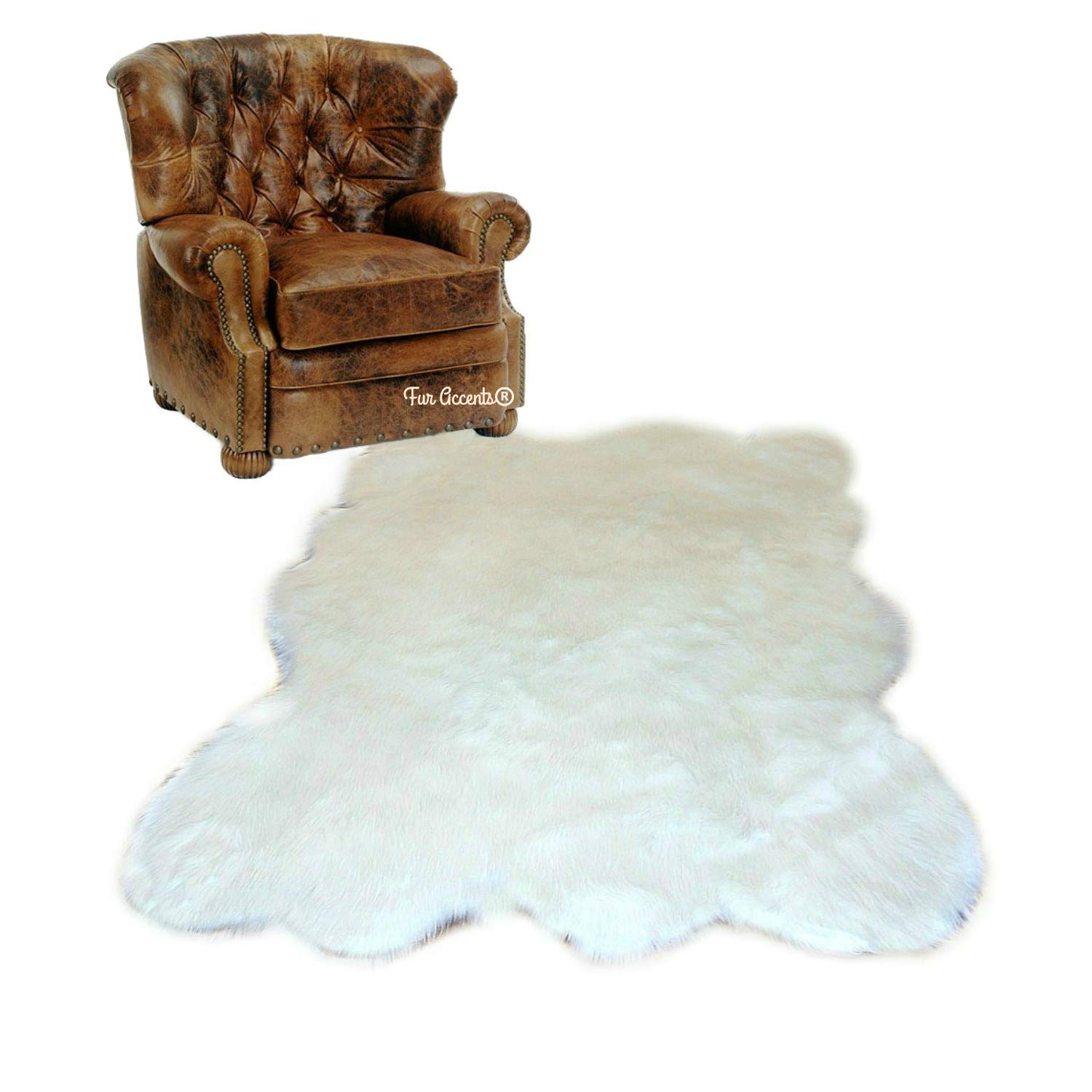 Soft White Faux Fur Rug 60