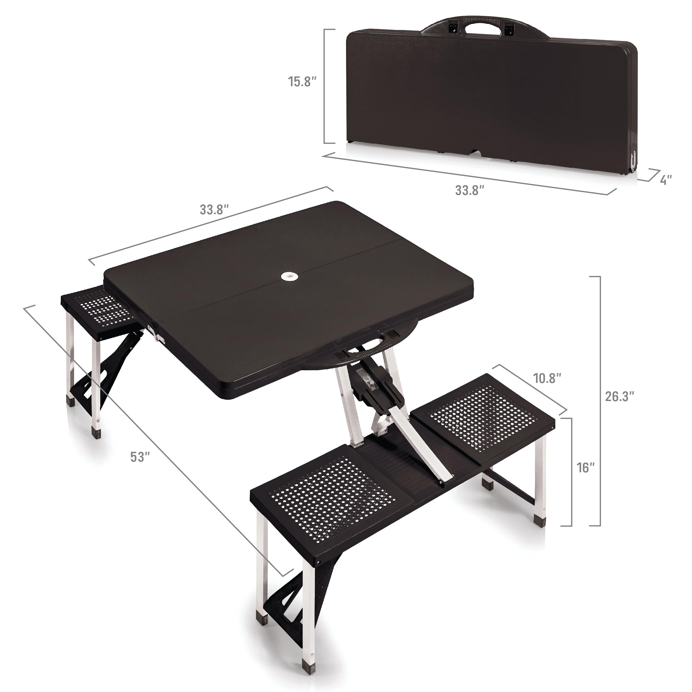 PICNIC TIME NFL Portable Folding Picnic Table with Built-in Seats & Umbrella - Perfect for Tailgating, Camping, Beach & Outdoor Parties