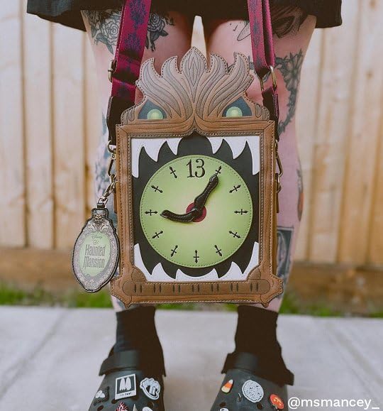 Disney Haunted Mansion Clock Crossbody Bag - Loungefly Exclusive Gothic Purse for Women | Perfect for Halloween, Cosplay, and Disney Park Outings