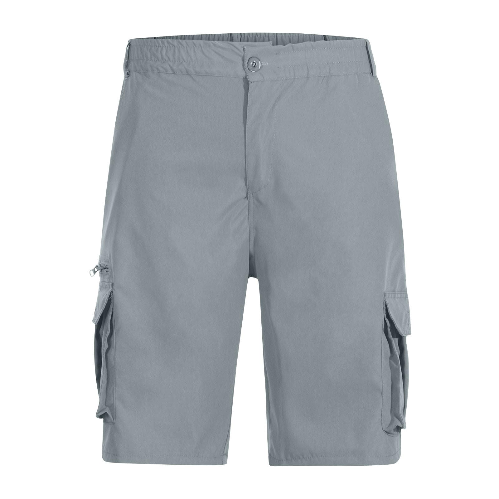 **Men's Lightweight Cargo Shorts with Elastic Waist & Pockets - Big & Tall Summer Work Shorts for Outdoor Activities, Hiking, and Casual Wear**