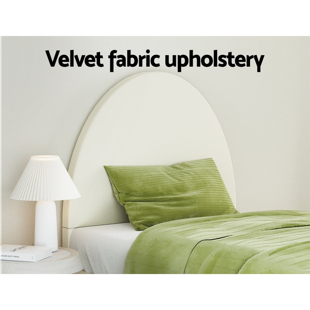 Ella Arched Single Bed Frame - Cream Velvet Upholstered Platform Bed with Wooden Legs for Small Spaces | Perfect for Kids, Teens & Guest Rooms