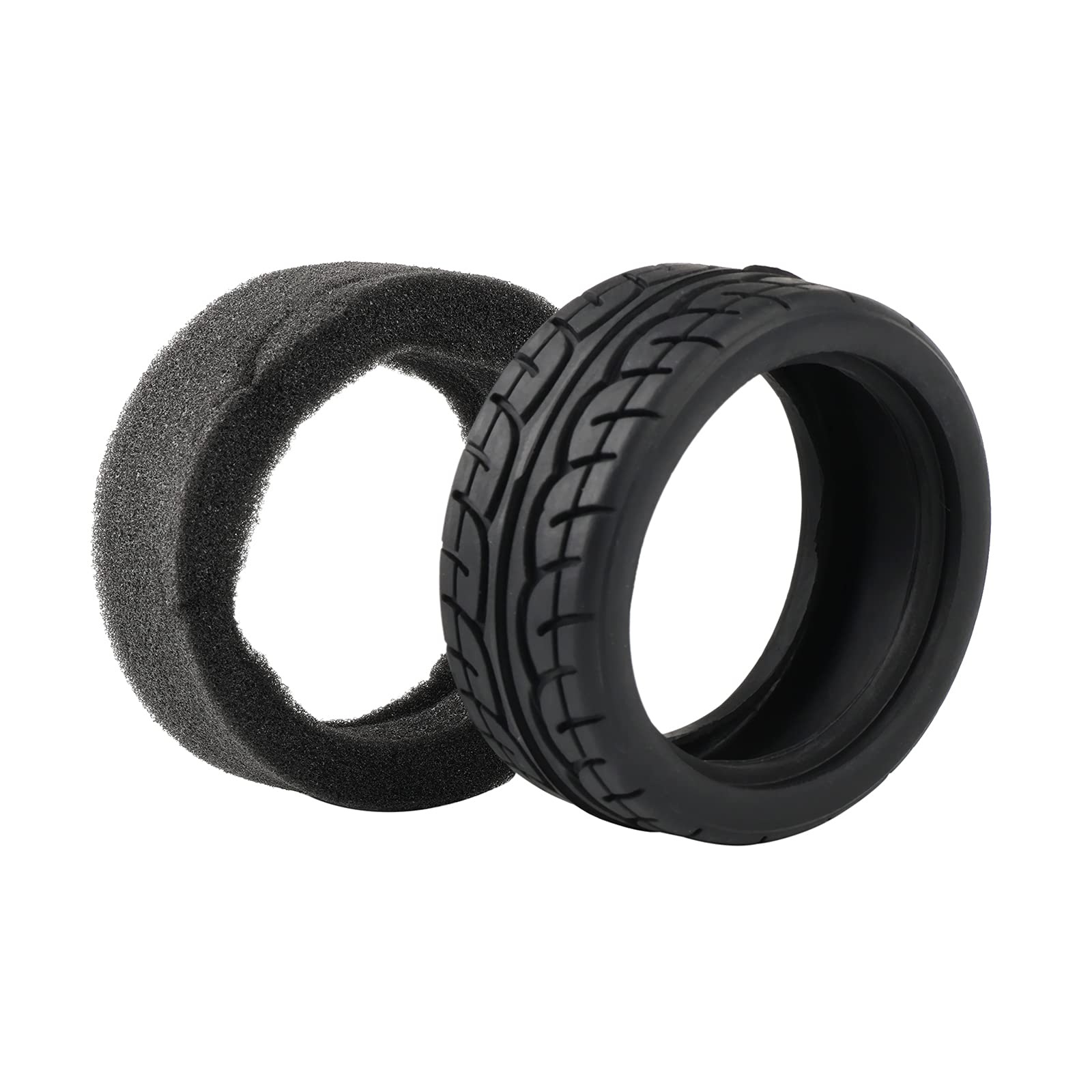 4PCS 1:10 Scale RC Car Tires - On Road Rubber Racing Wheels with 12mm Hex Rims - Compatible with Tamiya, Kyosho, 3Racing, HSP, HPI - Perfect for Drift Racing & Track Performance