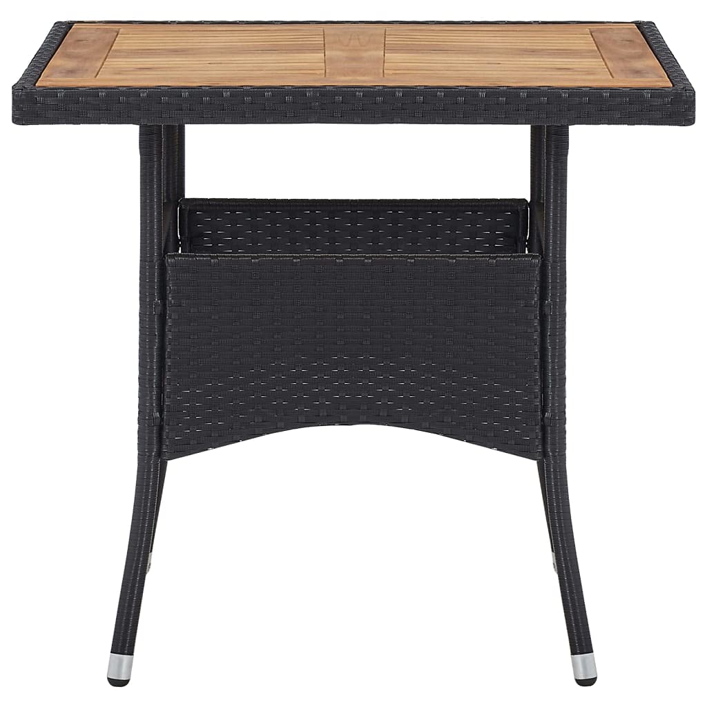 Outdoor Dining Table for 4 - UV Protected Weather Resistant PE Rattan with Acacia Wood Tabletop - Patio Garden Restaurant Cafe Balcony Furniture
