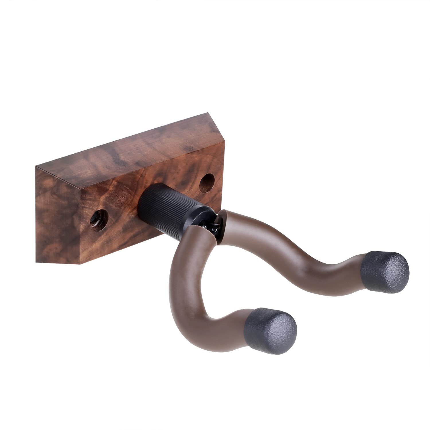 3 Pack Guitar Wall Hangers - Heavy Duty Black Walnut Wall Mount Hook for Acoustic, Electric, Bass, Banjo, Mandolin & Ukulele - Space Saving Instrument Storage Solution for Home, Studio or Music Classroom