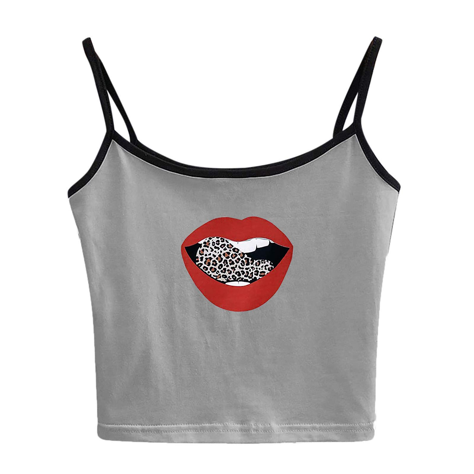 Sexy Slim Fit Spaghetti Strap Cut Out Crop Top for Women - Stretchy Elastic Sling Tank Top with Trendy Prints | Perfect for Summer Outfits, Beach Wear & Night Out Fashion