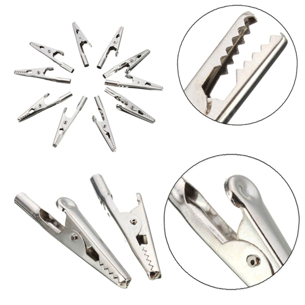 Stainless Steel Crocodile Clips 10Pcs - 51mm for Test & Fixing - DIY & Electronics