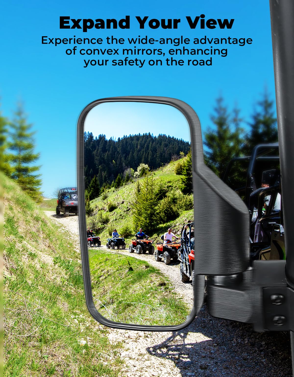 KEMIMOTO UTV Side Mirrors & Center Mirror Kit - Adjustable 1.6