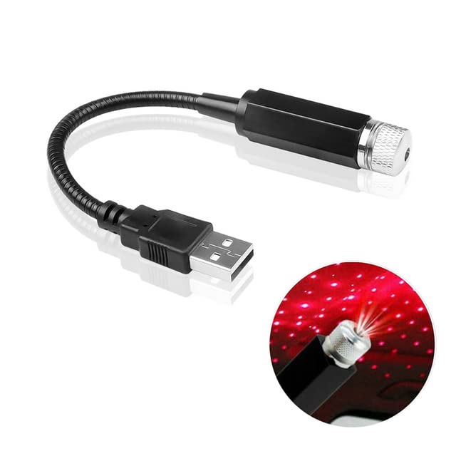 Mini LED Star Projector Night Light - USB Car Roof Star Projector with Red Light for Kids & Adults - Perfect for Bedroom, Nursery, Parties & Relaxation