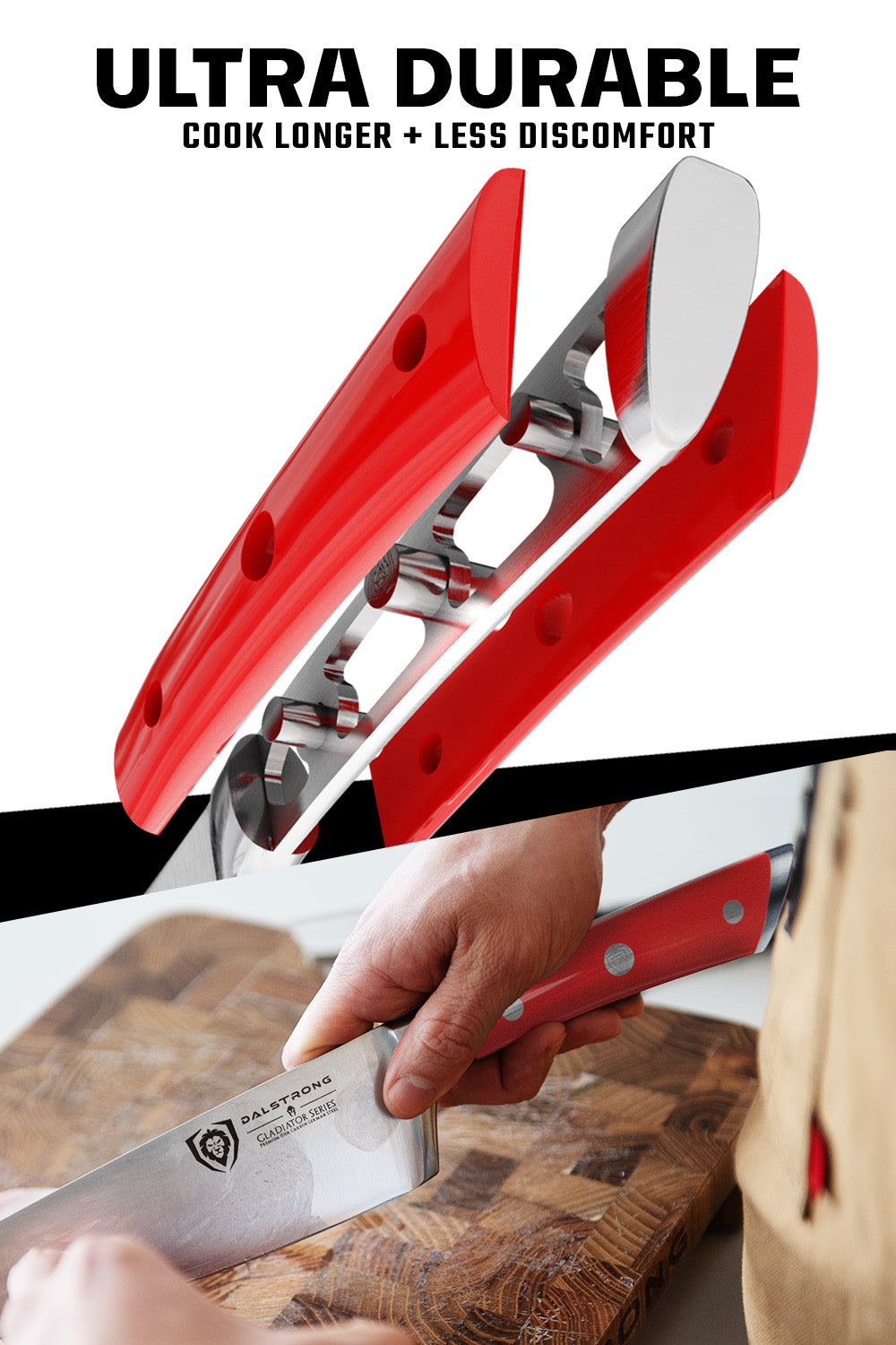 18-Piece Colossal Knife Set with Wooden Block - Red Handles Gladiator Series - NSF Certified Professional Kitchen Knives by Dalstrong - Perfect for Home Chefs & Culinary Enthusiasts