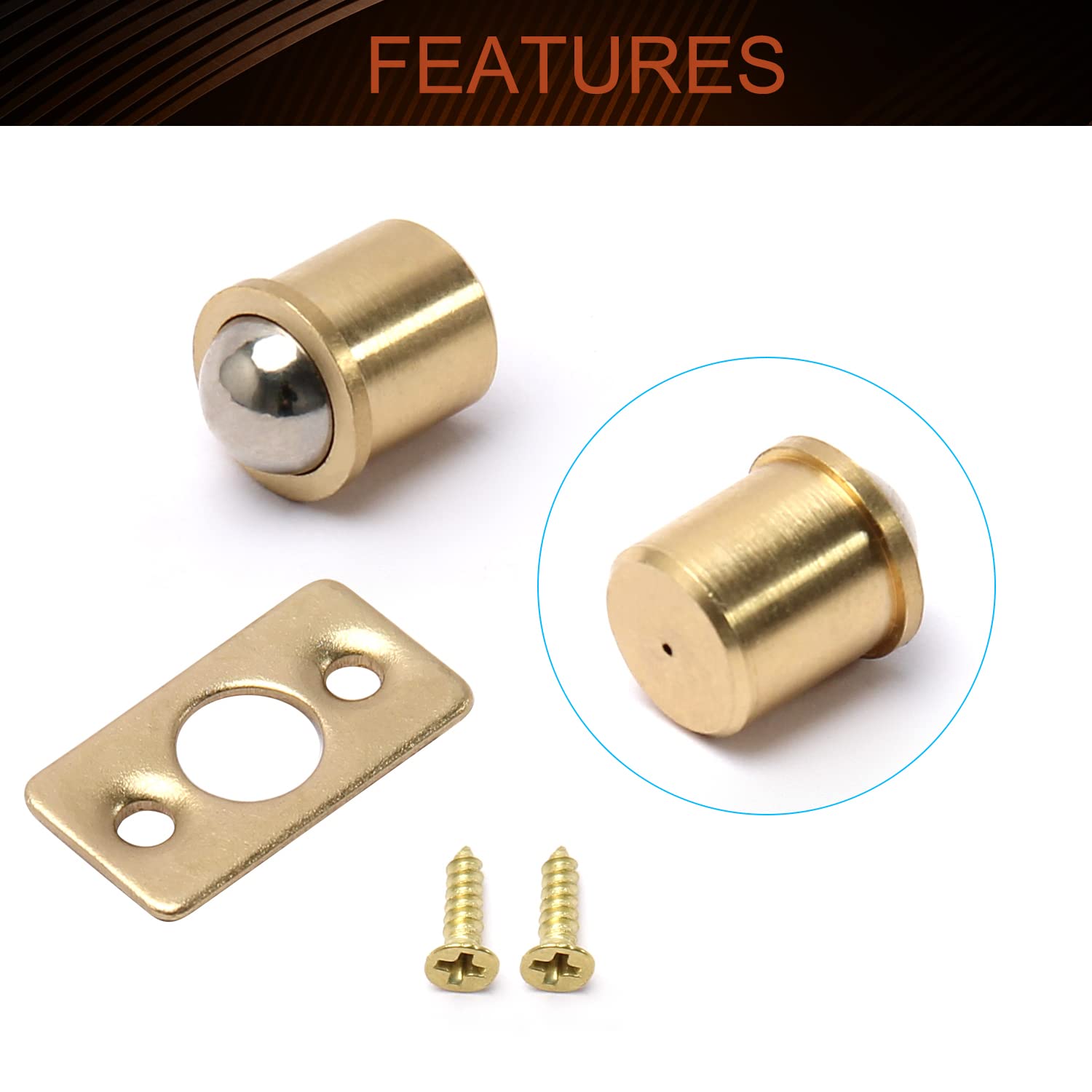 MroMax 5Pcs Brass Ball Catch for Closet Doors - 0.37