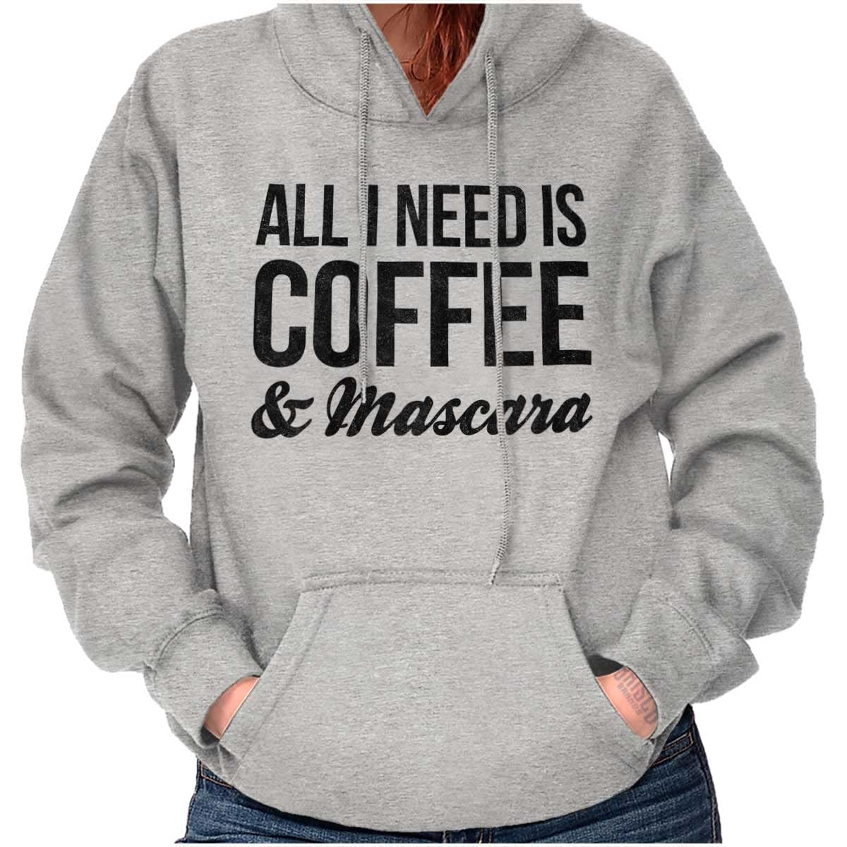 Brisco Brands 'All You Need Is Coffee' Funny Gym Hoodie Sweatshirt for Women - Perfect for Workouts, Coffee Lovers & Casual Wear