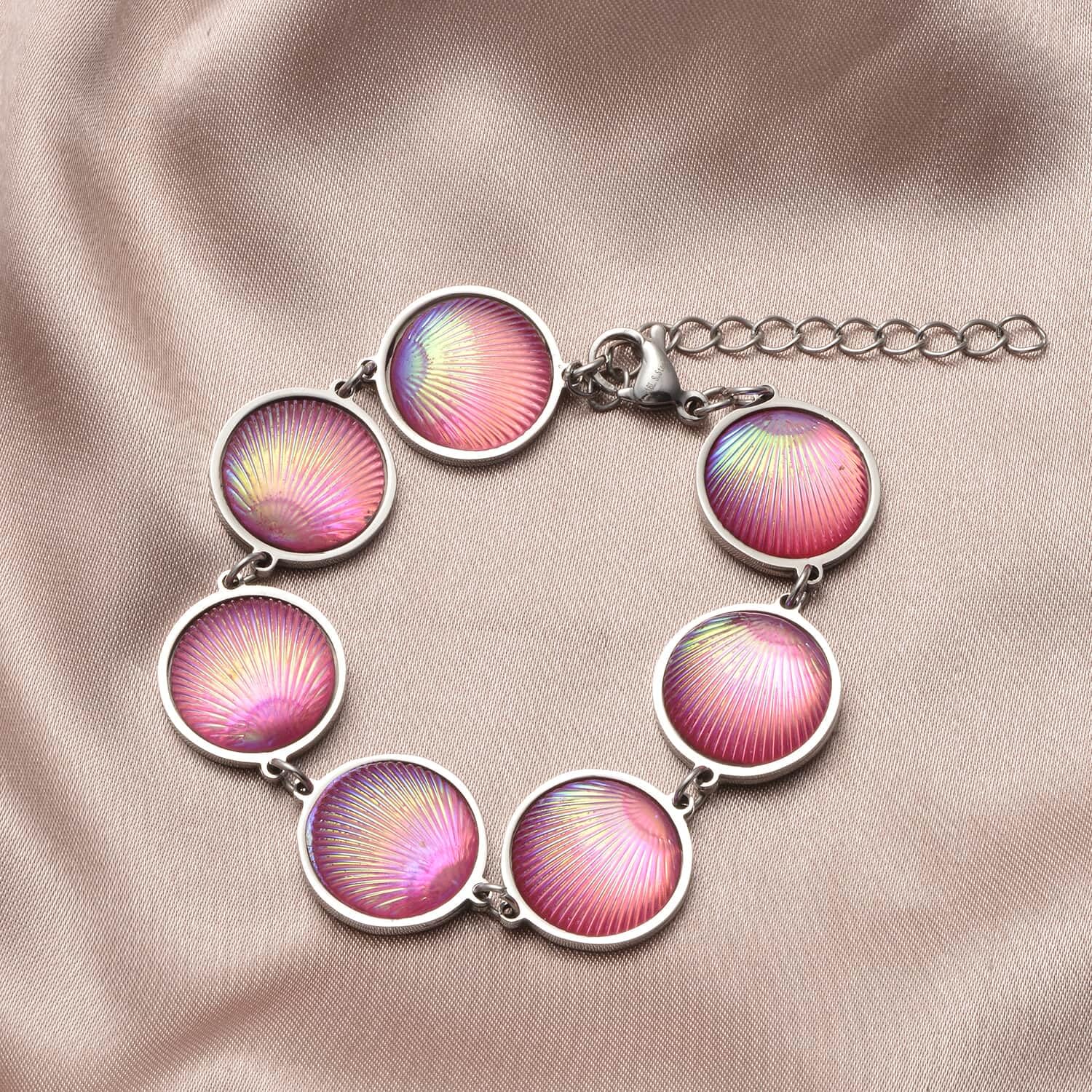 Shop LC Stainless Steel Seashell Charm Station Bracelet for Women - Durable Fashion Jewelry, Birthday Gift for Her - Perfect for Beach Vacations, Summer Outfits & Layered Bracelet Stacks
