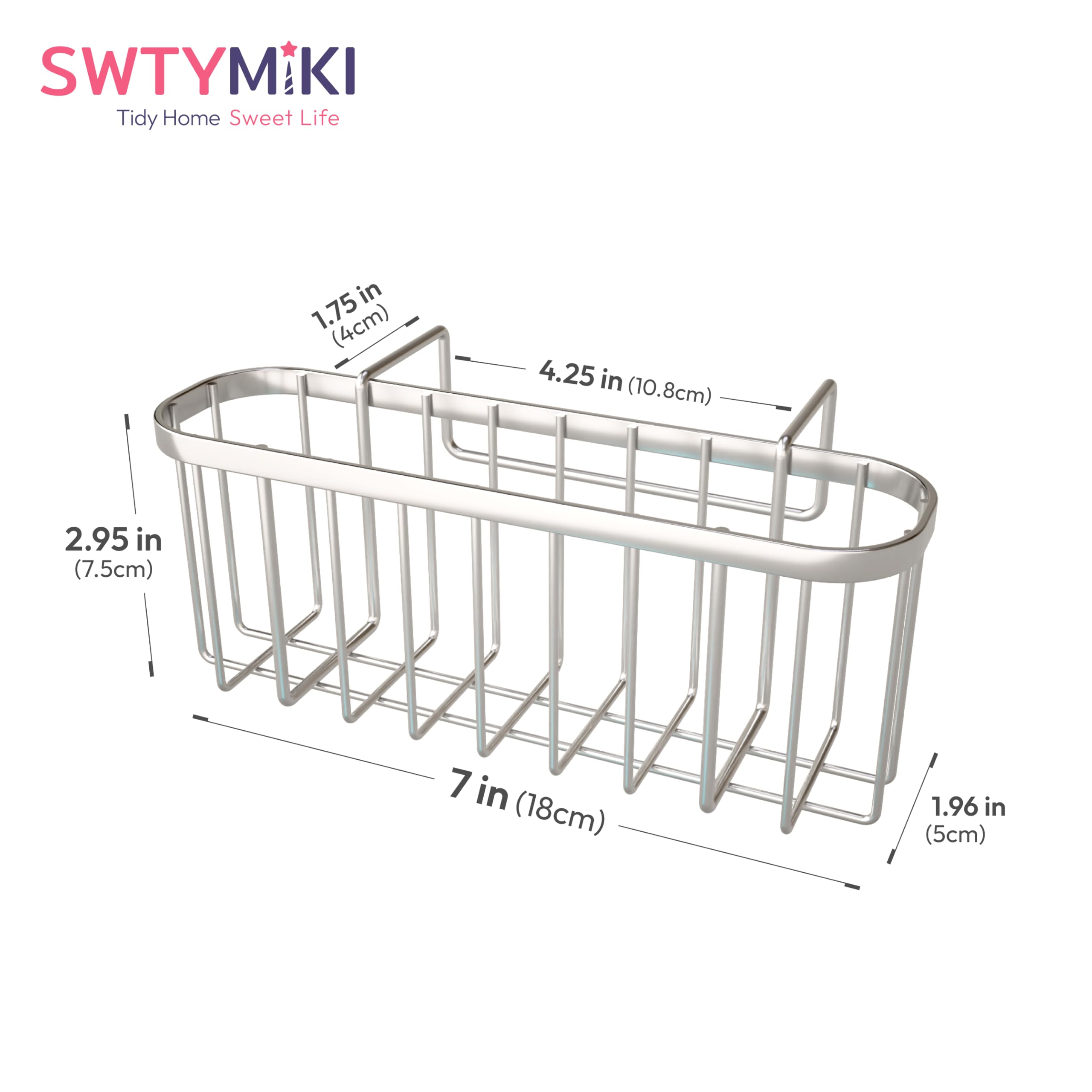 SWTYMIKI 厨房水槽海绵架 - 可移动防锈防水悬挂式海绵收纳盒，适用于双槽水槽，节省空间，提升厨房清洁效率