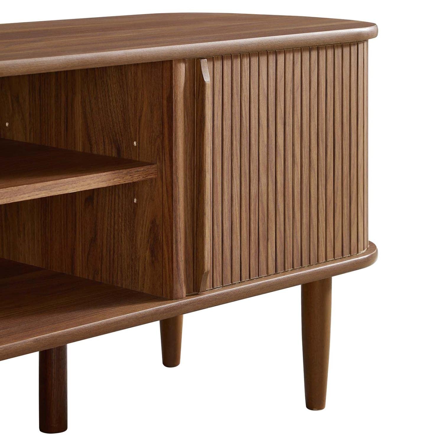 Modway Contour Mid-Century Modern TV Stand - Walnut Finish, 15 x 54.5 x 18.5 Inches - Perfect for Living Room, Bedroom & Home Theater Entertainment Centers