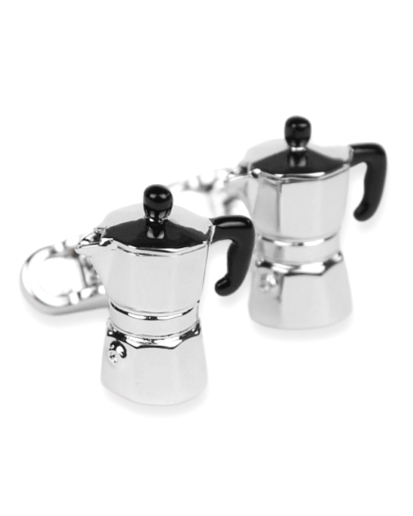 DÉCLIC Coffee Pot Cufflinks for Men - Unique Espresso Maker Tie Accessories - Perfect Gift for Coffee Lovers, Baristas & Professionals (Office, Wedding, Formal Events)