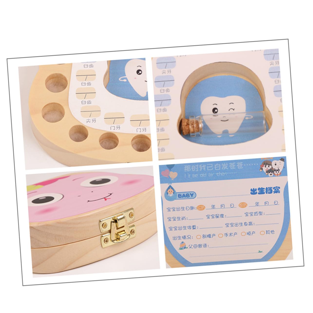 RORPOIR Eco-Friendly Wooden Baby Teeth Keepsake Box - Deciduous Tooth Holder for Preserving Baby's First Teeth | Perfect for Baby Shower Gifts, Memory Storage & Nursery Decor