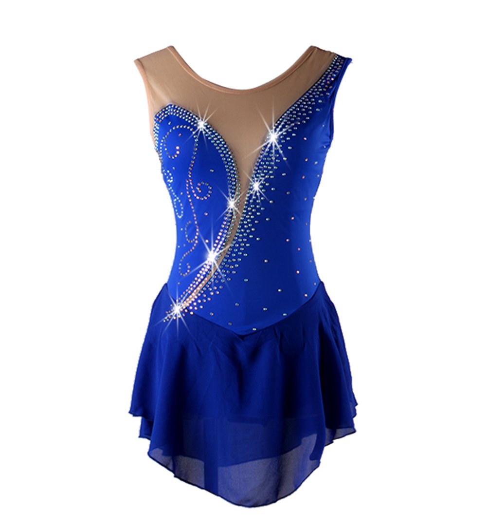 Sparkling Rhinestone Figure Skating Dress for Women - Elegant & Sexy Performance Costume for Ice Skating, Competitions & Dance Shows