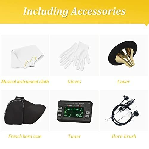 Bb/F Double French Horn 4 Keys Gold Lacquer Brass with Case & Accessories for Professional Performances