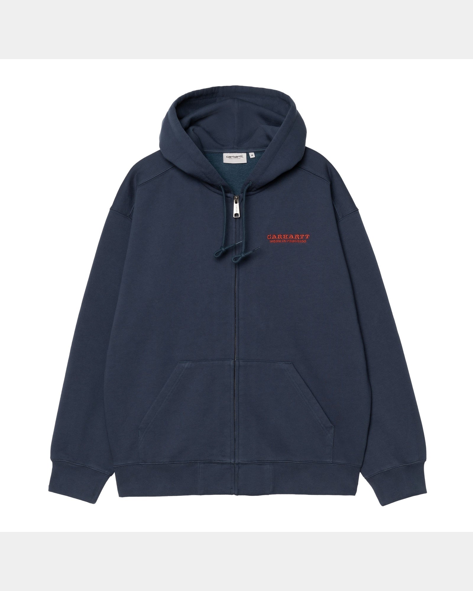 Stylish Hooded Runaway Sweatshirt Jacket for Men & Women | Distressed Stone Washed Blue/Vermillion Color | Perfect for Casual Wear, Street Fashion & Outdoor Activities