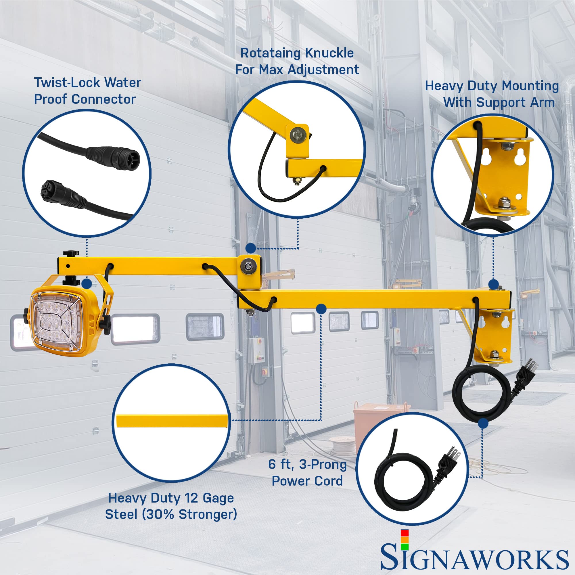 Signaworks 30W LED Loading Dock Light - 4200LM Bright Industrial Light for Trailers & Shipping Containers - Heavy Duty Aluminum Housing & Steel Frame - 5ft Power Cord - ETL Approved - Perfect for Warehouses, Truck Yards & Shipping Docks