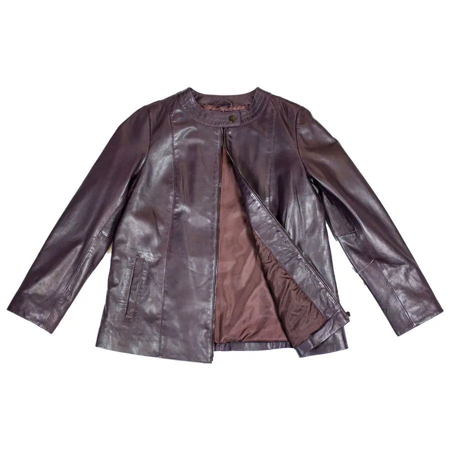 BOL Women's Plus Size Snap Collar Leather Jacket - Stylish Faux Leather Biker Jacket for Curvy Women | Perfect for Casual Outings, Date Nights & Fall Layering