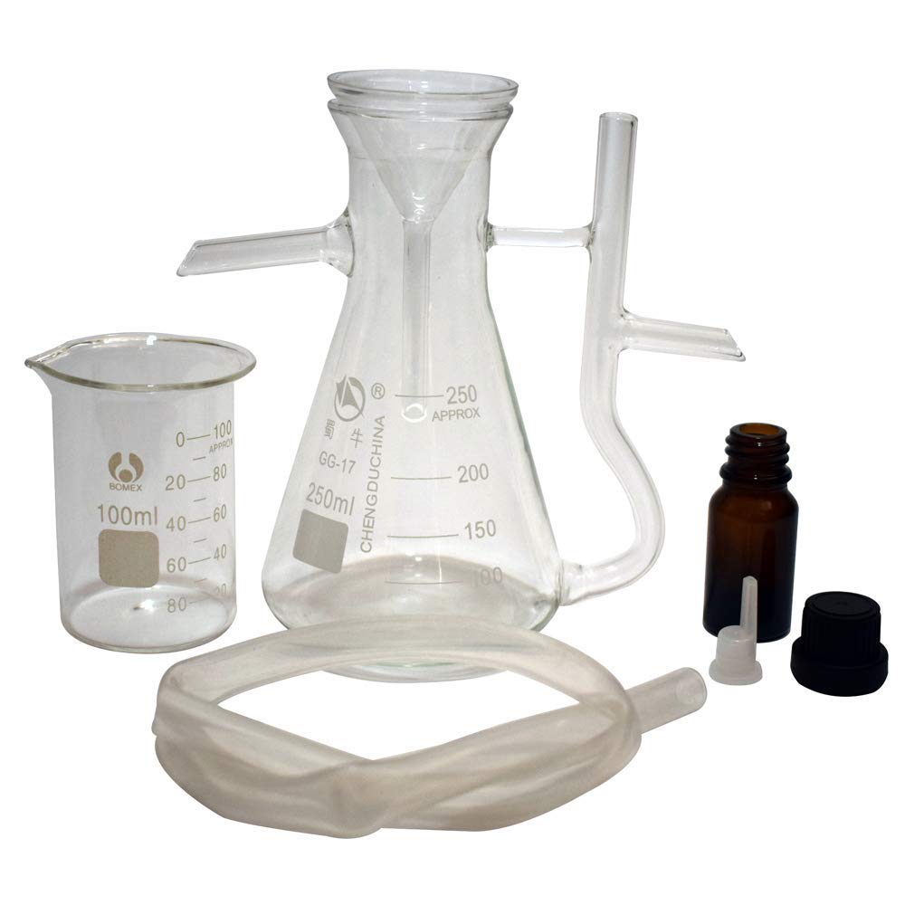 5pcs Essential Oil Distillation Kit with Water Oil Separator, Measuring Cup, Glass Bottles, Silicone Tube & 2000ml Glass Funnel - Complete Lab Supply for DIY Aromatherapy, Herbal Extracts & Home Distillation Projects