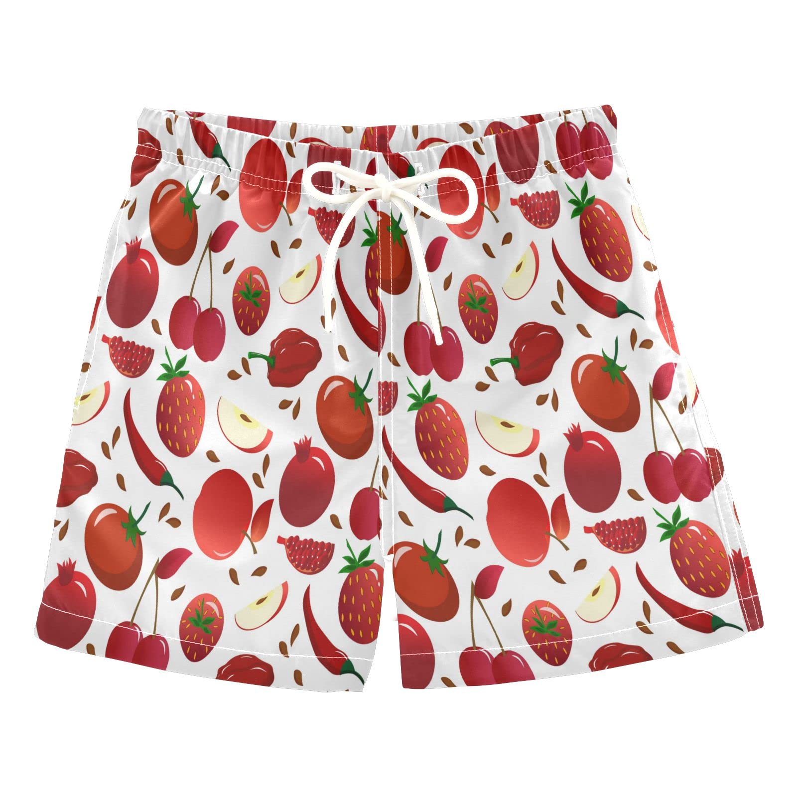 **Boys Swim Trunks for Toddlers 2T - Cute Cherry & Strawberry Print Beach Shorts for Kids - Perfect for Swimming, Pool, and Summer Play**