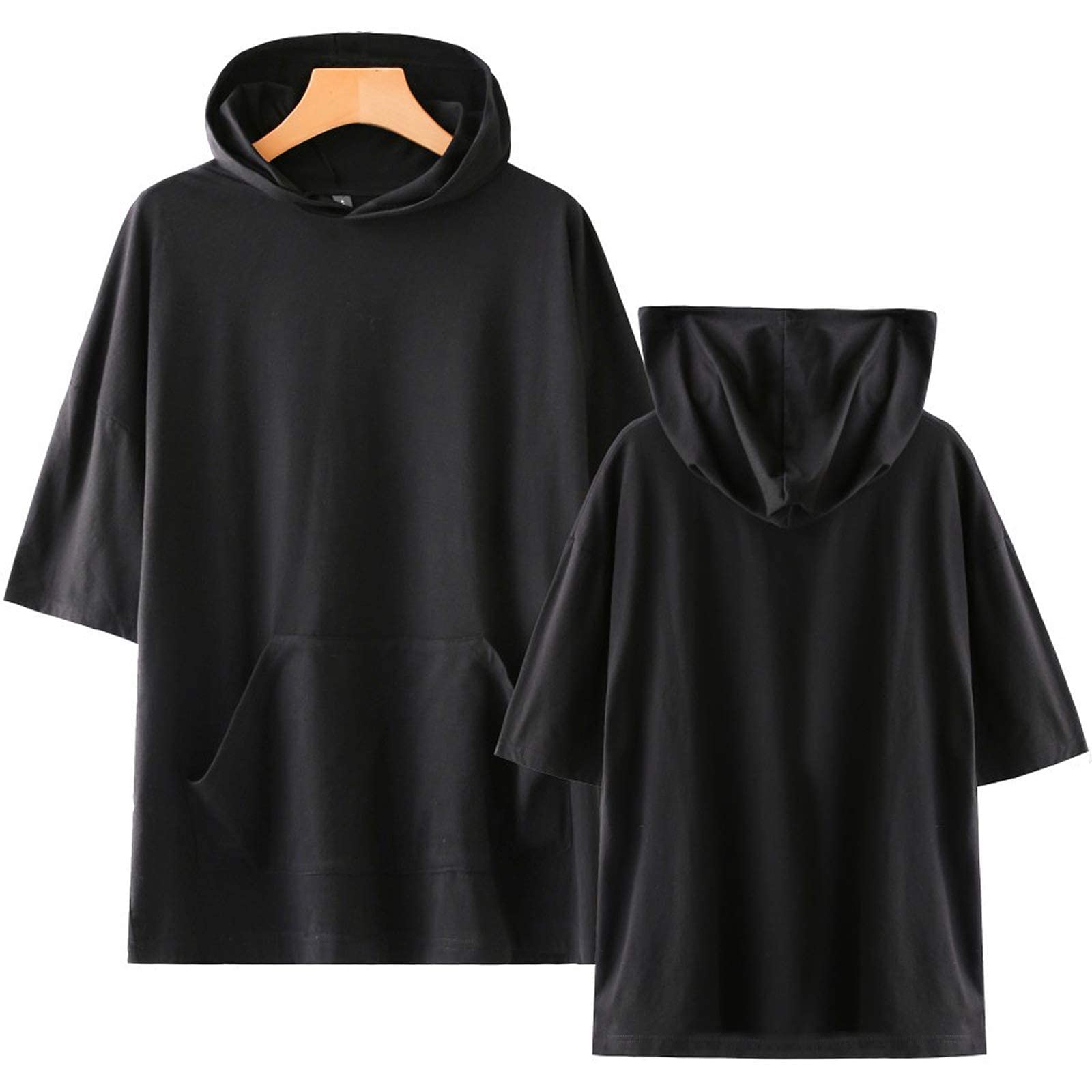 Lightweight Casual Short Sleeve Hoodie T-Shirt with Pocket for Men & Women | Comfortable Pullover Top for Everyday Wear, Gym, and Outdoor Activities