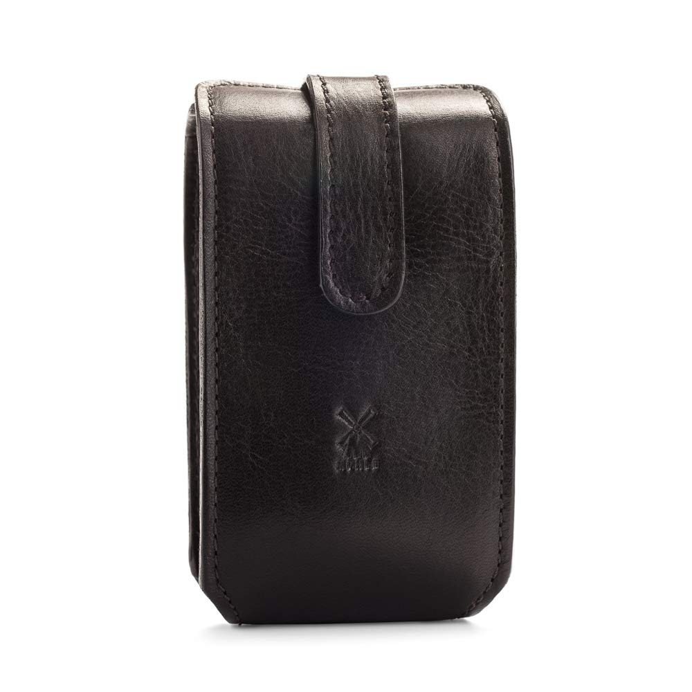 MÜHLE TRAVEL Leather Travel Razor & Shaving Brush Set - Handmade Leather Case for Men's Grooming - Perfect for Business Trips, Camping & Luxury Travel Accessories