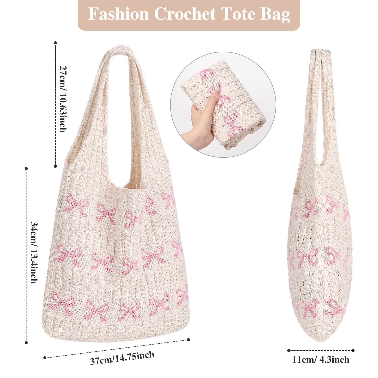 Sightor Crochet Tote Bag for Women - Breathable Mesh Beach Bag, Knit Summer Hobo Purse, Stylish Boho Shoulder Bag for Vacation, Pool & Shopping