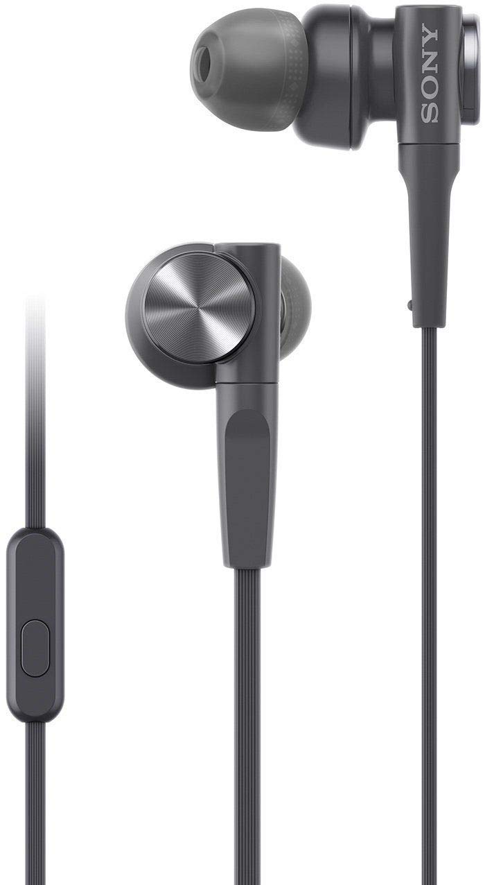 Sony MDRXB55AP Extra Bass Wired Earbuds with Microphone - Noise Isolating In-Ear Headphones for Phone Calls, Music & Gaming (Black) | Perfect for Commuting, Workouts & Travel