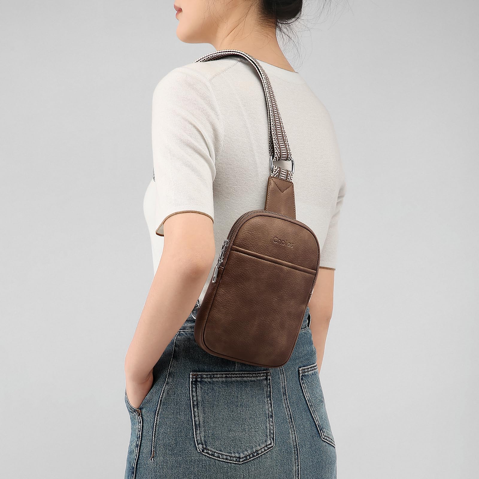 Vegan Leather Crossbody Sling Bag for Women - Small Fashion Fanny Pack Purse, Travel Chest Bag for Everyday Use, Work, Gym & Outdoor Activities