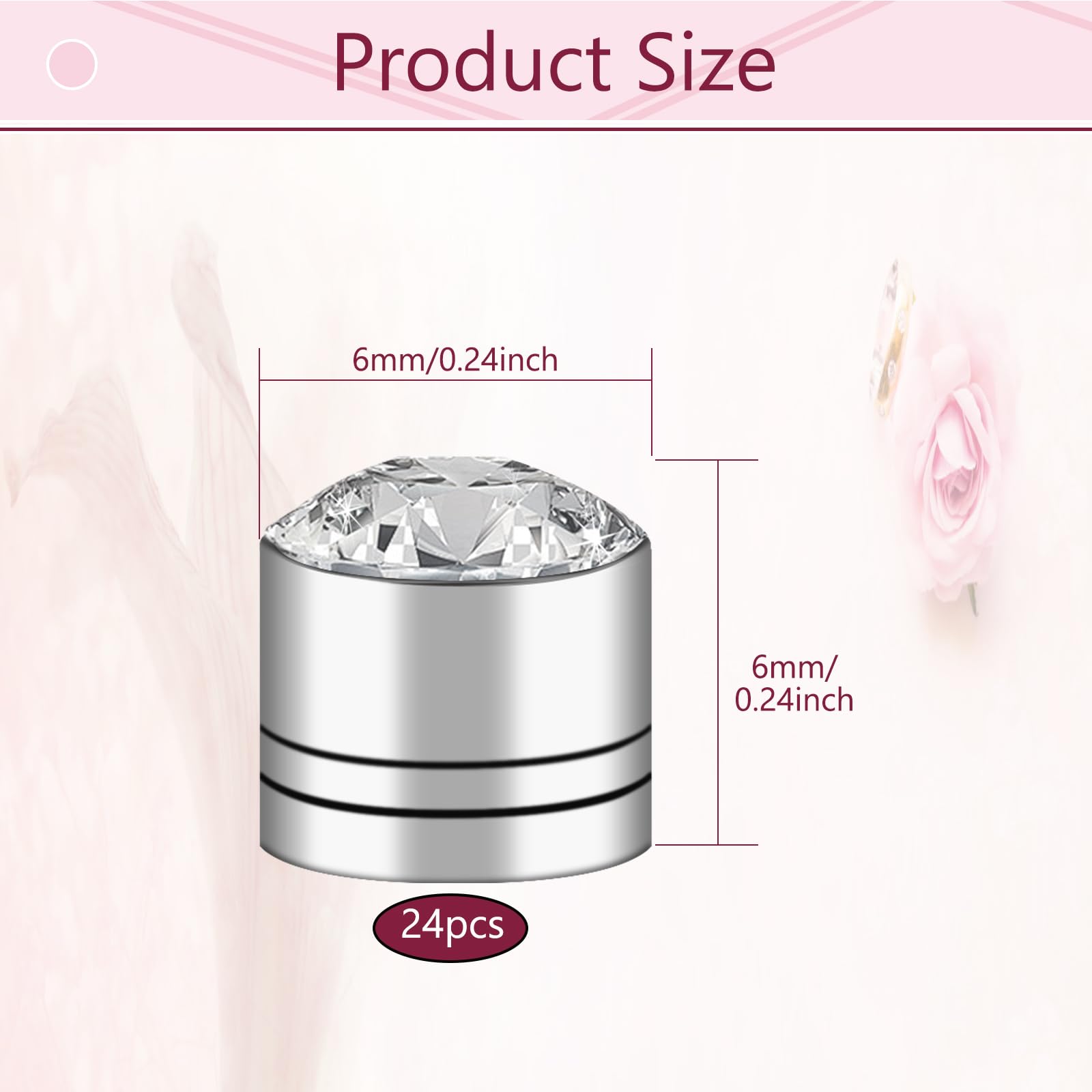 24-Piece Magnetic Rhinestone Veil Weights for Wedding Dress & Bridal Veil Accessories - Elegant Magnetic Diamonds for Securing Veils in Windy Conditions - Perfect for Outdoor Weddings, Beach Ceremonies & Formal Events