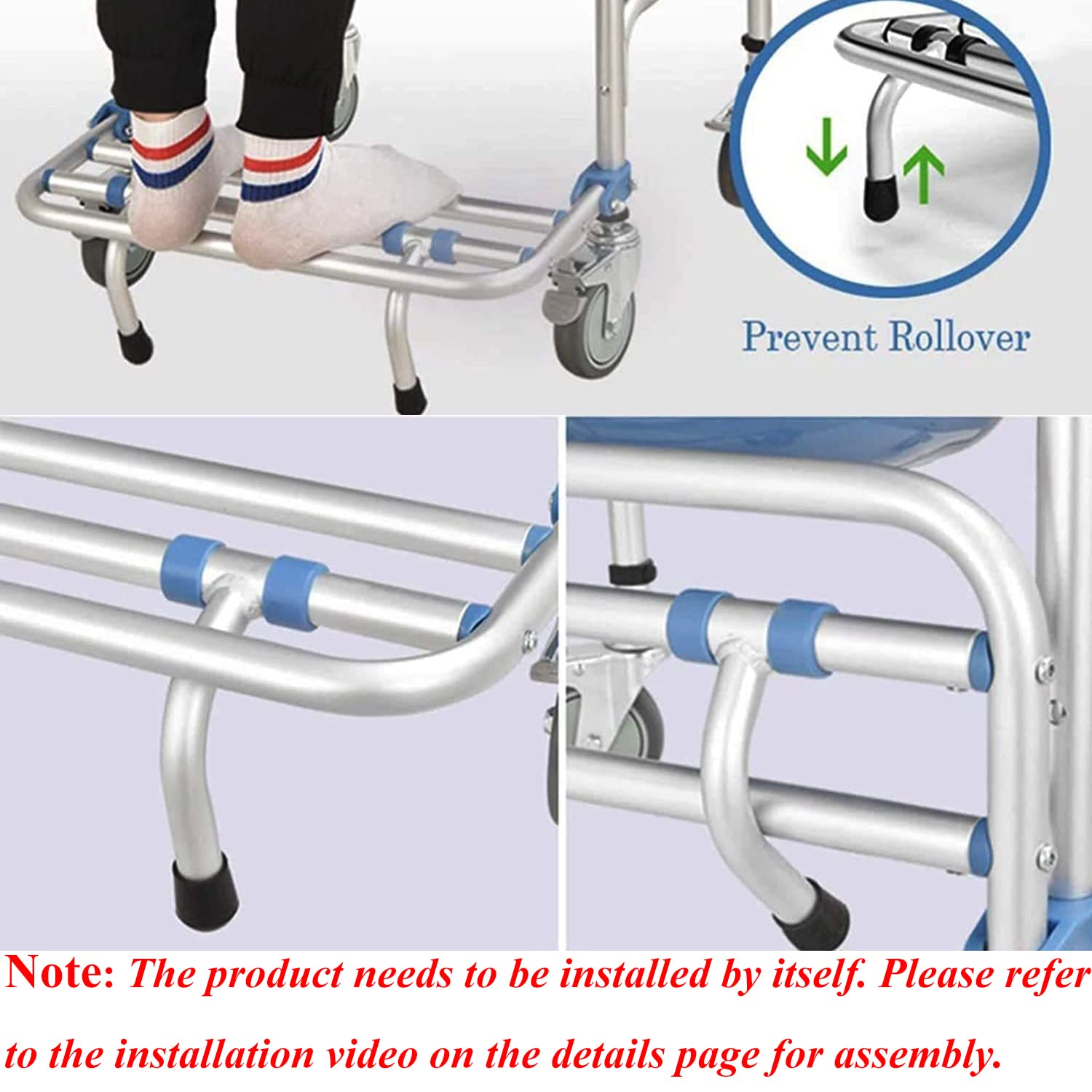 Ybaymy Rolling Shower Commode Chair - 330lbs Weight Capacity Wheelchair with Locking Wheels & Padded Seat for Elderly & Disabled - Ideal for Bathroom Safety, Mobility Assistance & Home Care
