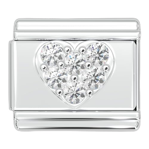 Silver Heart - Clear Rhinestone