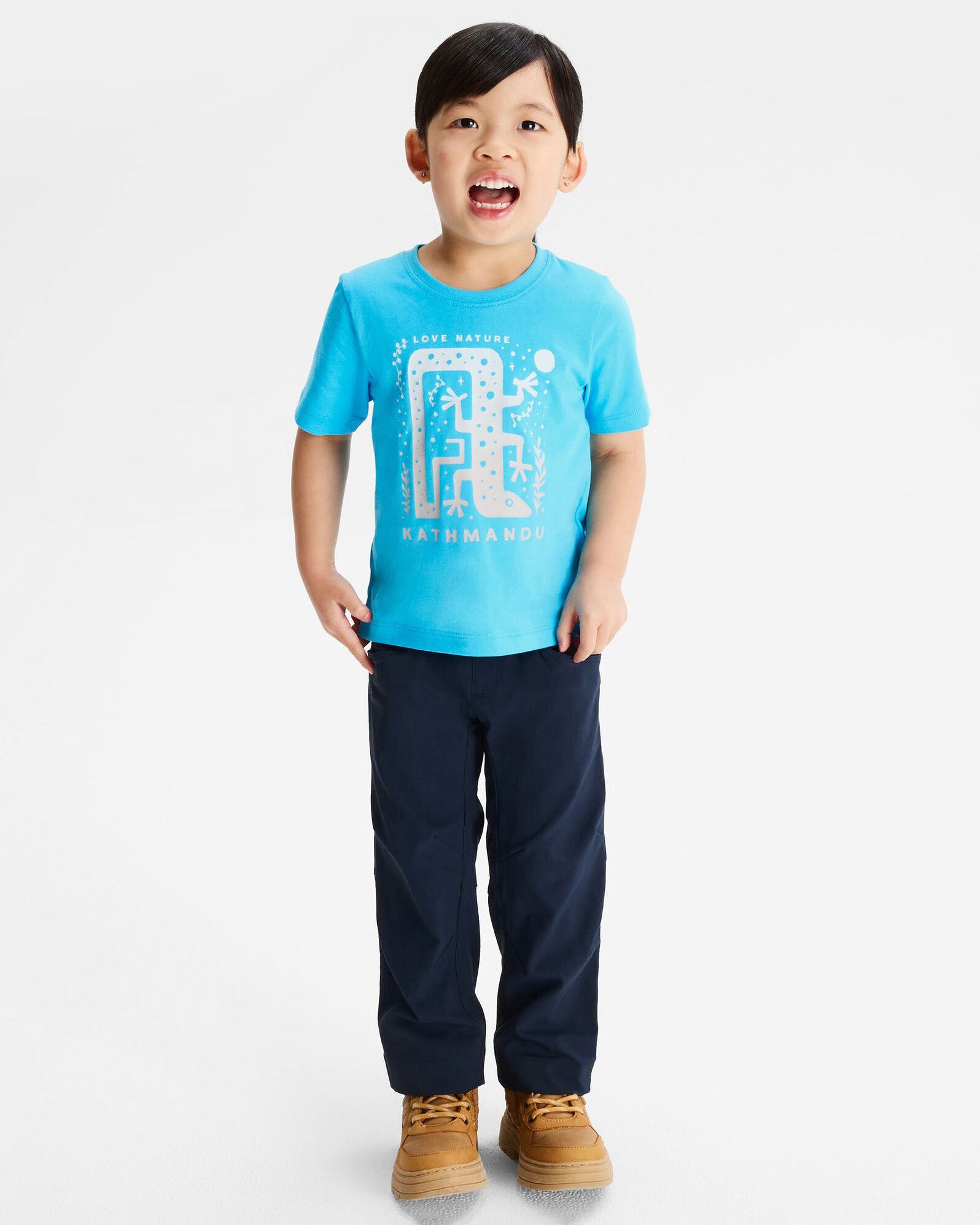 Organic Cotton Kids' Geo Skink T-Shirt - Light Sea Blue | Soft & Comfortable Tee for Boys & Girls | Perfect for Playdates, School & Outdoor Activities