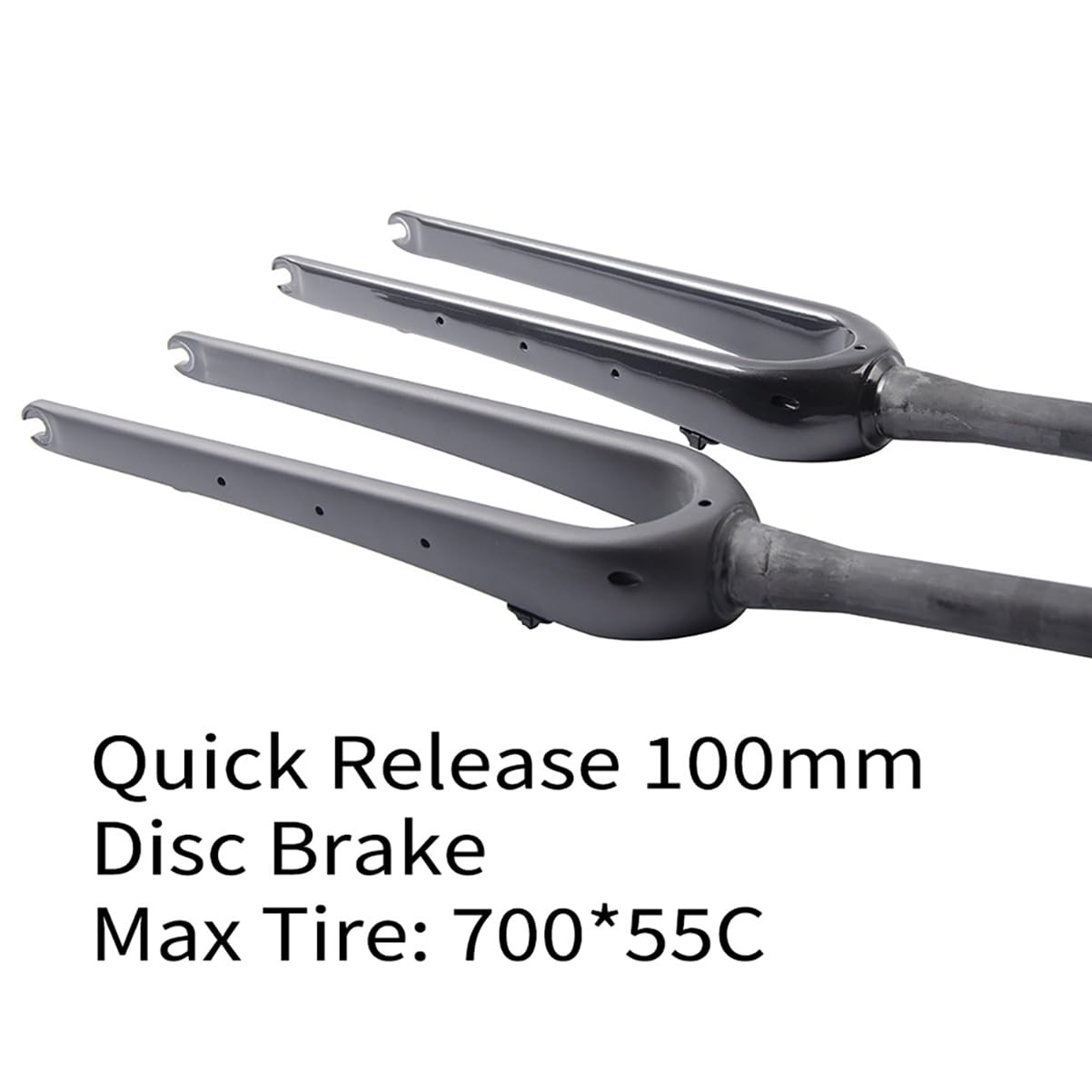 700C Carbon Fiber Road Bike Fork - Gravel Rigid Fork with QR 9mm Disc Brake, 1 1/8