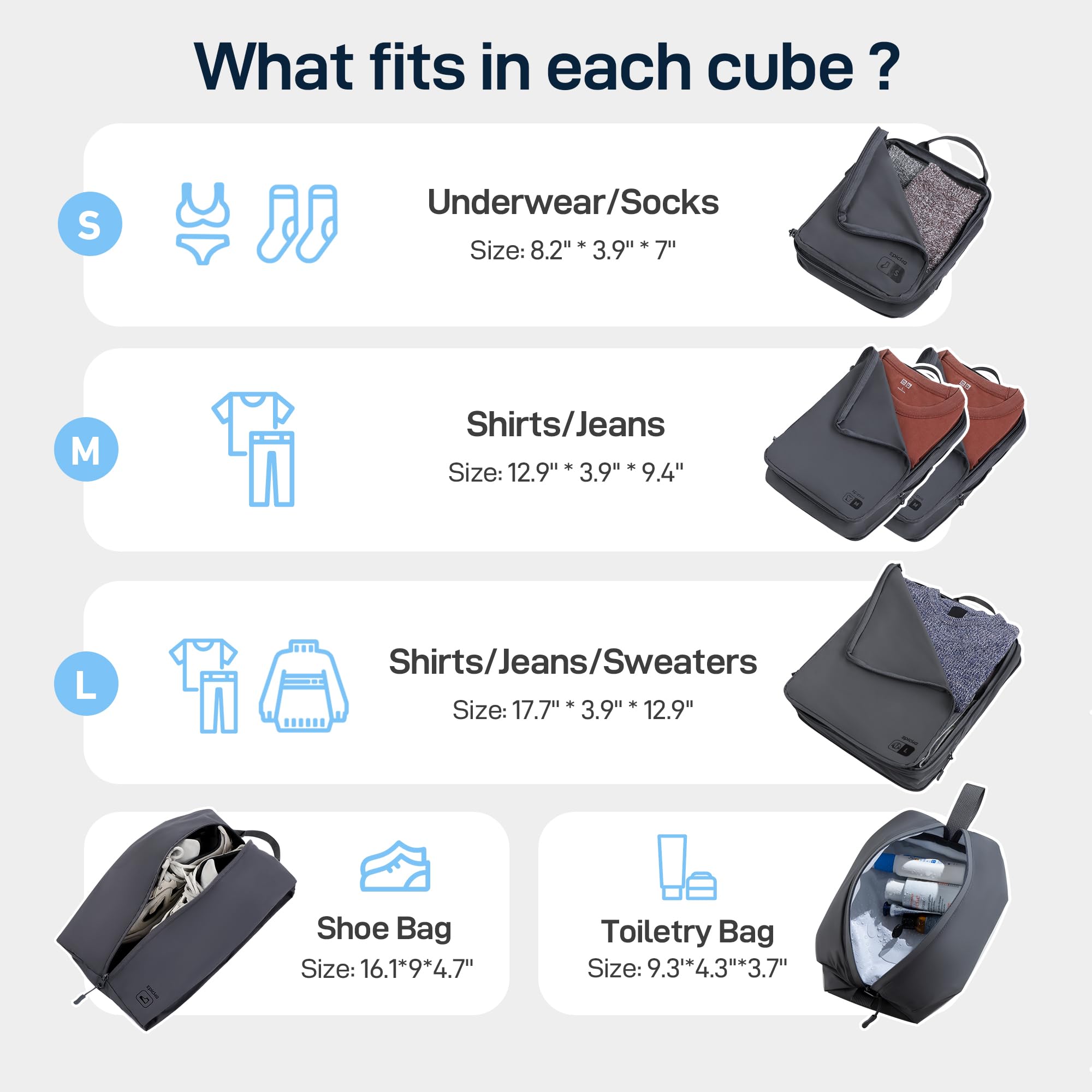 EPICKA 6-Piece Lightweight Compression Packing Cubes Set - Waterproof Travel Organizer with Toiletry Bag, Expandable Luggage Organizer for Carry-On Suitcases | Perfect for Business Trips, Vacations & Weekend Getaways