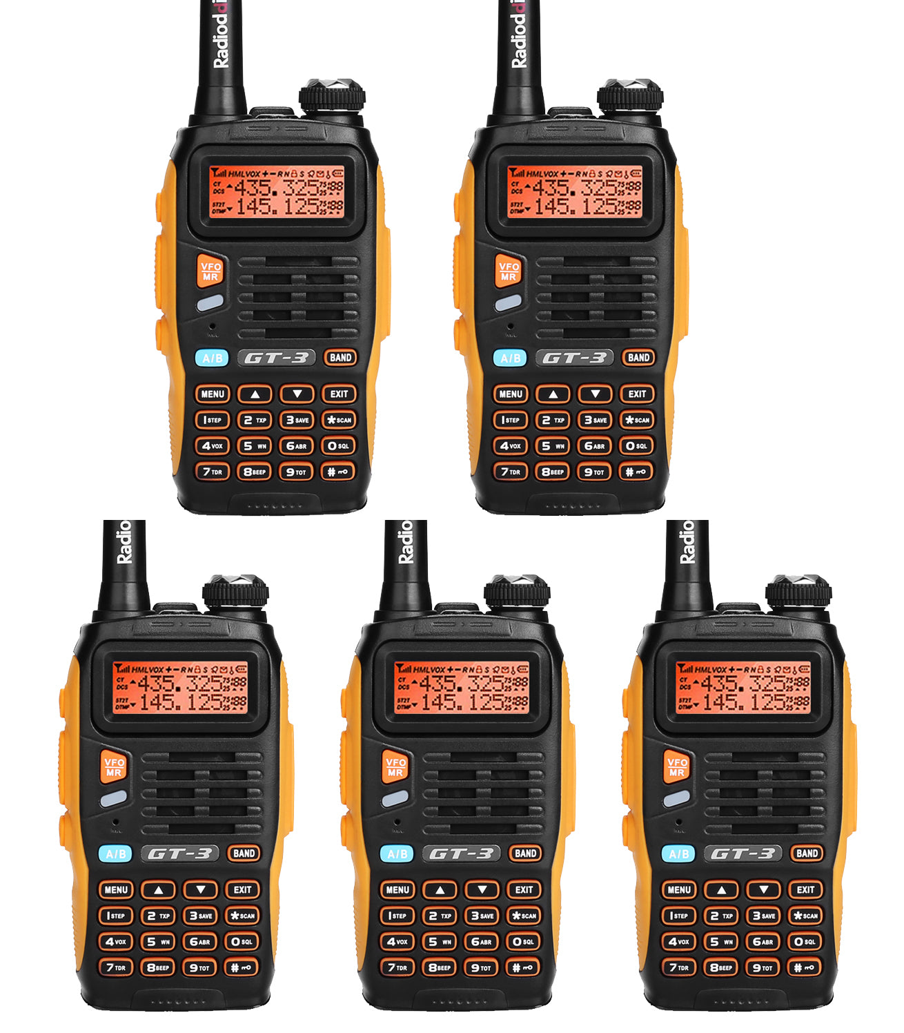 Baofeng GT-3 Mark II Two-Way Radio 5 Pack - Dual Band 5W VHF/UHF Walkie Talkie with High Gain Antenna, VOX, Flashlight for Outdoor Adventures, Camping, Hiking & Emergency Communication