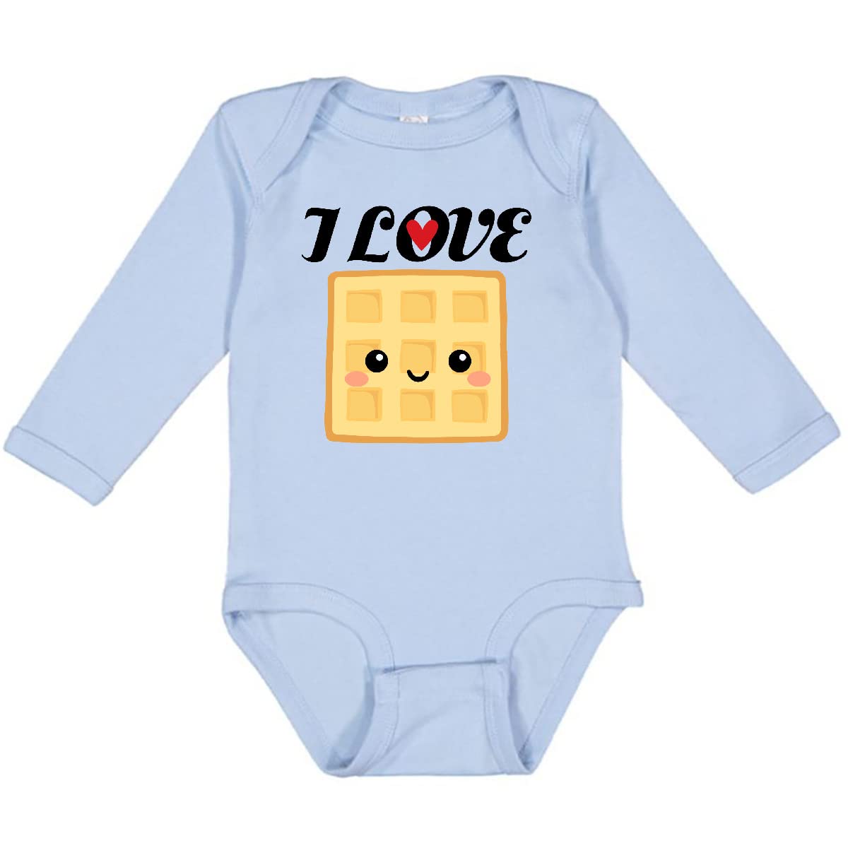 Inktastic Waffle Lover - I Love Waffles Long Sleeve Baby Bodysuit Creeper - Soft Cotton Onesie for Infants & Toddlers - Perfect for Breakfast Lovers, Family Photos & Casual Outfits